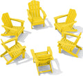 KINGYES Folding Adirondack Chair Set of 6, HDPE All-Weather Folding Adirondack Chair, Yellow