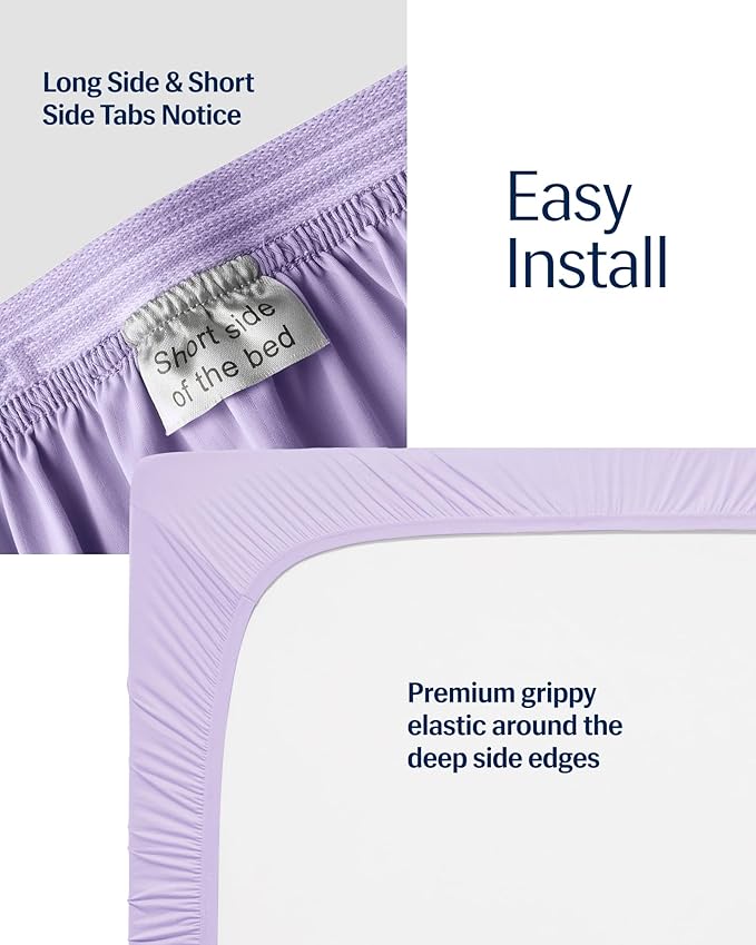 REST® Evercool®+ Fitted Sheet, Full, Lavender Breeze, 15" Deep(up to 18’’), Breathable Bedding for Hot Sleeper and Night Sweats, Bed Sheet with Ionic+ Self-Cleaning Silver Yarn for Sensitive Skin