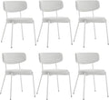 KCC Modern Mid-Century Velvet Dining Chairs Set of 6, Upholstered Stylish Kitchen Chairs Accent Diner Chairs with Metal Legs and Curved Back for Kitchen, Dining Room(White)
