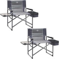 Timber Ridge XXL Oversized Directors Chair 600lbs - Heavy Duty Camping Chair with Cooler Bag & Table, Portable Folding Chair with Wide Seat for Tailgating, Patio, Outdoor - Grey (2 Pack)