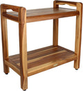 EcoDecors Eleganto 22" H Seat / 24" H Total Extended Height Teak Shower Bench | Supports up to 250 lbs, Safe and Stable Seating | Waterproof Wood Stool for Bathroom | Built-in Shelf