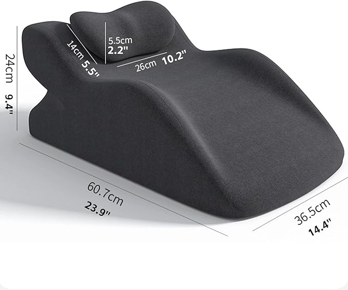 Leg Elevating Wedge Cushion Pillow for After Surgery, Blood Circulation, Leg Swelling Pain Relief, with New Face Down Prone Position for Reading (Dark Grey)