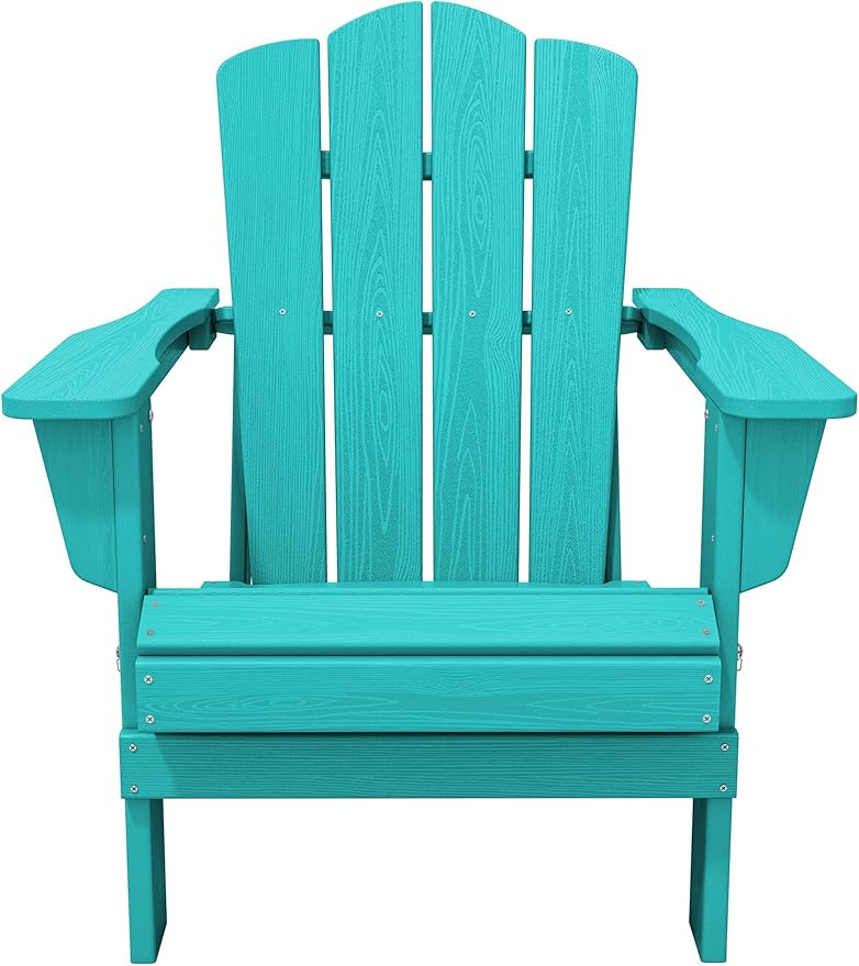 KINGYES Folding Adirondack Chair Set of 8, HDPE All-Weather Folding Adirondack Chair, Aruba
