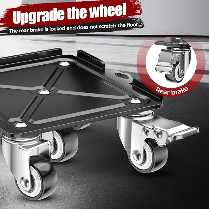 LOYAL TIGER Heavy Duty 3000LBS Furniture Dolly & Movers with 5 Wheels & Brake - 360° Rotating Moving Dolly for Furniture, Piano, Appliances - 6.4 Inch Non-Slip Sliders, Black