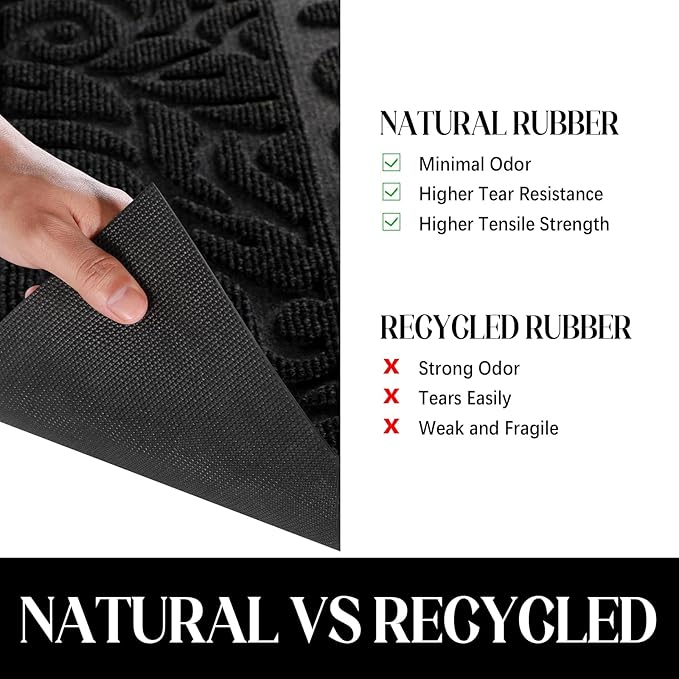 Yimobra Welcome Mat Outdoor 29.5x17, Waterproof Non-Slip Outdoor Mats for Front Door Outside Entrance, Low-Profile Entryway Mat Indoor for Garage Patio, Black