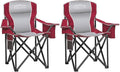 SAILARY Camping Chair Heavy Duty High Back Folding Chair with Cup Holder, 450lbs Capacity, Padded Seat, Cooler Bag & Storage Pocket, Portable for Outdoor, Beach, Fishing, Sports, 2 Pack Red