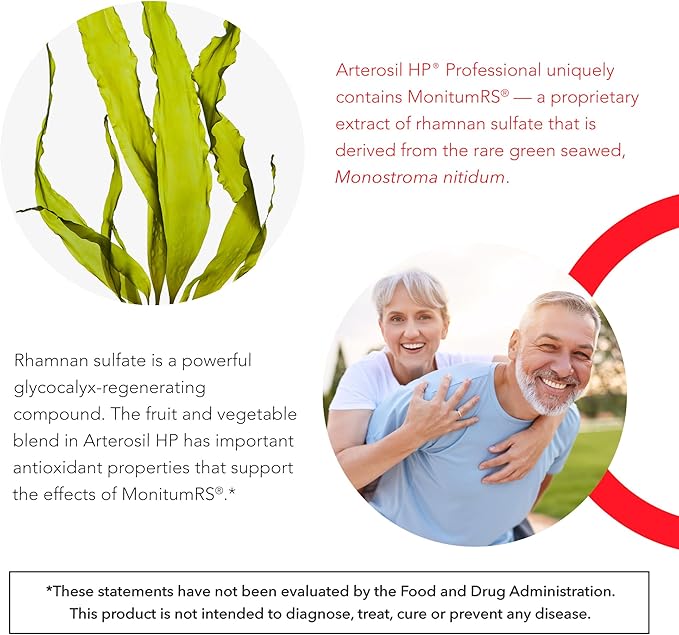 Calroy Health Sciences Arterosil HP Professional - Endothelial Glycocalyx Support - Heart Health Support - Artery Health Support - Circulation Support – MonitumRS® Rhamnan Sulfate - Monostroma Nitidum