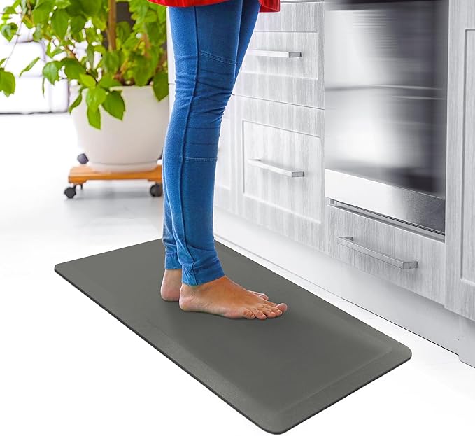 Ultralux Anti-Fatigue Standing Comfort Mat, Thick Non-Slip Cushioned Kitchen Floor Mat 3/4” Thick 16” x 24” Premium Durable Ergonomic Multi-Use Standing Support Pad, Home, Office, Kitchen Rug, Gray