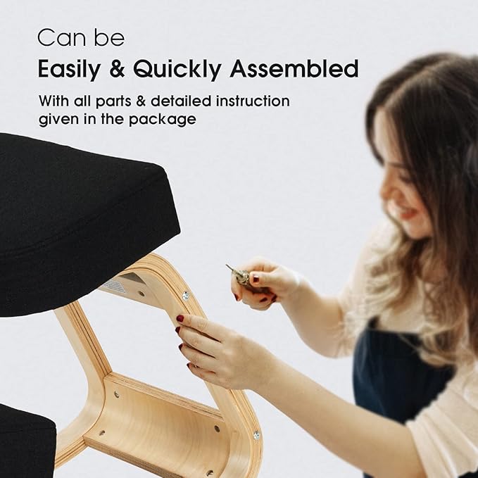 Giantex Kneeling Chair, Wood Posture Chair, Max Load 330 Lbs, Rocking Knee Chair with Soft Cushion, Natural Relief for Back, Shoulder or Neck Pain, Ergonomic Kneeling Chair for Office Home
