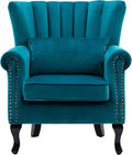 chairus Mid-Century Modern Accent Chair Comfy Single Sofa Chair Channel Back Armchair with Small Pillow for Living Roon Bedroom Club - Velvet, Teal