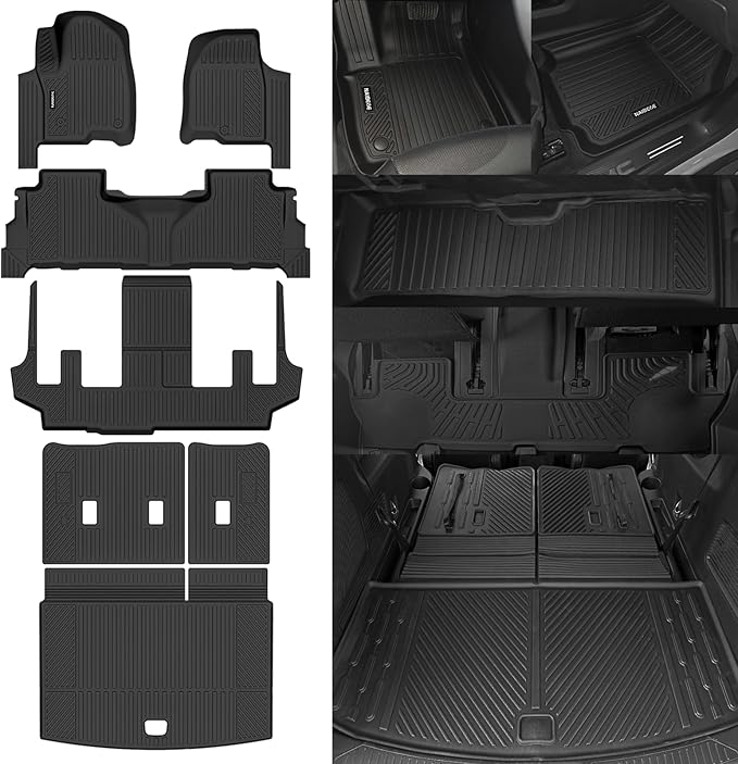 Naibeve Floor Mats for 2021-2024 Chevrolet Suburban/GMC Yukon XL/Cadillac Escalade ESV 7 Seats Bucket Seats - All Weather for Suburban/Yukon XL/Escalade ESV Floor Mats Cargo Mat 3rd Row Backrest Mats