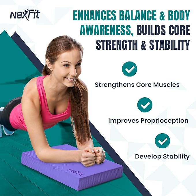 NexFit High-Density Balance Pad - Durable TPE Foam Balance Pad Physical Therapy, Foam Exercise Pad with Non-Slip Surface, Lightweight for Home & Gym Workouts, Core Strength & Balance Enhancement