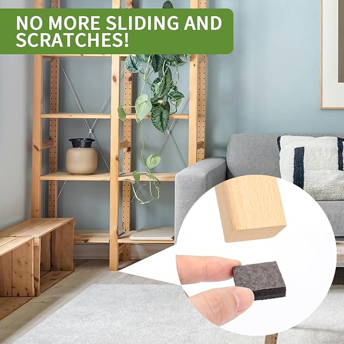 COVERCORNER Non Slip Furniture Pads 60 PCS 1'' Square - Anti Slip Furniture Pads - Self Adhesive Rubber Feet Furniture Feet - Chair Leg Floor Protectors - Keep Furniture in Place
