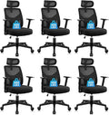 CLATINA Heavy Duty Ergonomic Office Chair 400LBS, Big and Tall Desk Chair with Adjustable Lumbar Support Mesh Back & Headrest, Swivel Computer Task Chair with 3D Arms for Home, Conference, Black, 6PCS