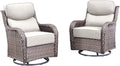 HUMMUH 2PCS Patio Furniture Set with 6-inch Thick Cushion, High Back Outdoor Swivel Rocker Patio Chairs, Wicker Conversation Set for Porch Deck and Poolside (V3)