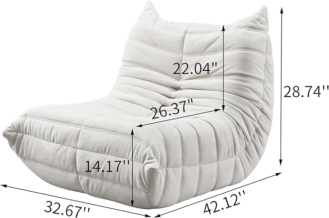 Bean Bag Chair - Corner Sofa, Fireside Chair Bean Bag Sofa Large Bean Bag Chair for Adults,Fireside Floor Couch for Living Room, Bedroom, Gaming & Office (Yellow, Single) (White, Single)