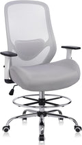Heavy Duty Office Drafting Chair, High Back Ergonomic Chair,400Lbs Tall Office Chairs, Big and Tall Office Chair with Flip-up Armrest Lumbar Support and Footrest, Adjustable Counter Height Chairs