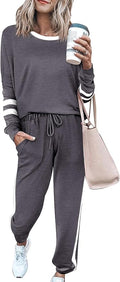 PRETTYGARDEN Women Fall 2 Piece Lounge Outfit Long Sleeve Tops High Waisted Jogger Pants Set Spring Travel Clothes Tracksuit