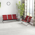 Kinfant 5-Seat Waiting Room Chair - Office Guest Reception Chairs with Ergonomic Backrests, Airport Waiting Bench with Armrests, Metal Waiting Furniture for Hospital, Dark Red (3-Seater+2-Seater)