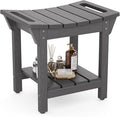 Waterproof Shower Bench, Poly Lumber Shower Stool for Shaving Legs, Shower Chair Seat with Storage Shelf and Handles, Bathroom Bench for Inside Shower, Non-Slip (Grey)