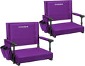 VIVOHOME Stadium Seats with Back Support and Cushion, 2 Pack Portable Bleacher Chairs with Cup Holder and Shoulder Strap