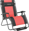 Amopatio XXL Oversized Zero Gravity Chair, 33" Width Padded Lounge Chairs for Outside, Folding Reclining Anti Gravity Chair for Patio Pool Porch Deck Beach, Red