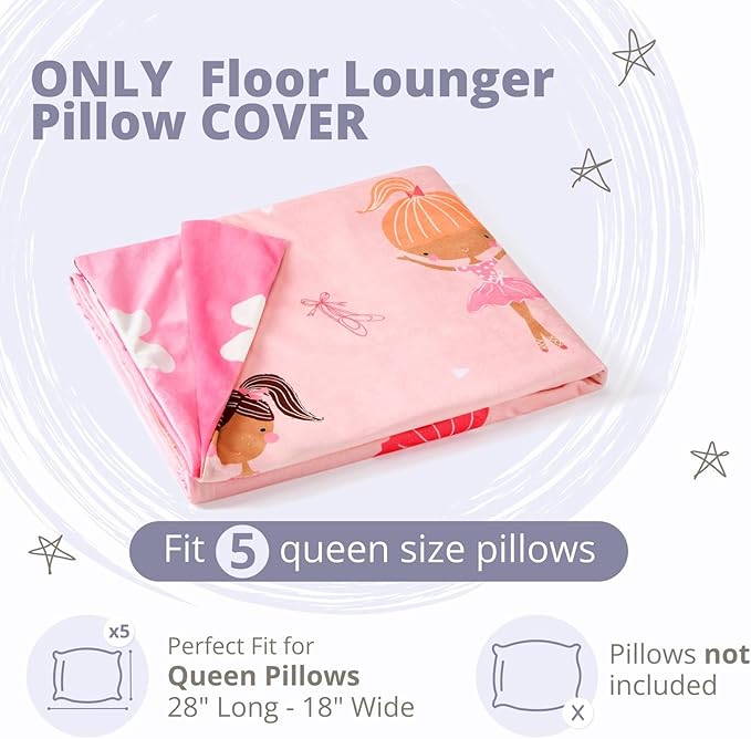 Butterfly Craze Floor Pillow Case, Mattress Bed Lounger Cover, Star Navy, Queen Size - Cozy Seating Solution for Kids & Adults, Recliner Cushion, Perfect for Reading, TV Time (Pillow Not Included)