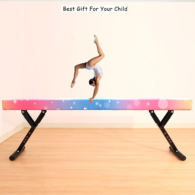 MARFULA Adjustable Balance Beam 8 ft Gymnastic Beam Adjustable Height for Kids and Teenage of All Gymnastic Levels, Gymnastic Training Beam Gymnastic Equipment for Athlete Home and Gym Club Use