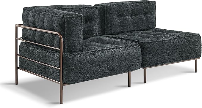 MCombo Modular Sofa Couch with Removable Cushion, Accent Sofa Chair, Upholstered Sofa for Living Room, Apartment, Office (Grey, Two Seats)