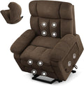 Dual Motor Power Lift Recliner Chair for Elderly with Adjustable Headrest,Extra Wide Recliner Chair with Massage,Lay Flat Recliner with Extended Footrest,Cup holder,Storebox,USB&Type-C Ports,Brown