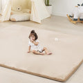 PAPAMAT 1.3" Thick Baby Floor Play Mat 79x118, Basic Padded Foam Mat for Tummy Time Crawling, Non Slip Cushioned for Babies Toddlers Infants Kids (Beige)