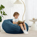 Bean Bag Chair with Corduroy Cover and Memory Foam Filled for Teens and Kids, Small Comfy Fluffy Floor Chair for Living Room Bedroom (Blue, 2.5FT)
