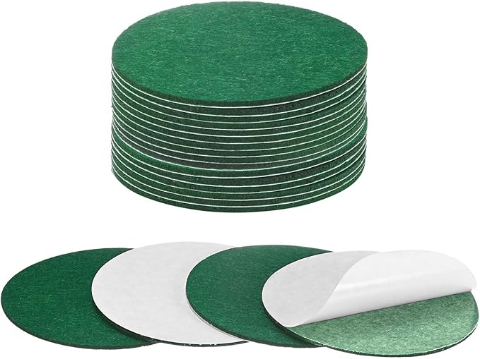 20-Pack Lamp Base Felt, 4.5 Inch Dia. 2mm Thick Self Adhesive Round Fabric Felt Pads for Lamp/Furniture/DIY, Non-Slip Fiber Backed Patch Circles with Adhesive Backing [Green]