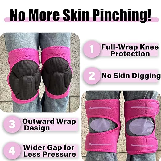 Womens Knee Pads for Kneeling on Floors, Soft EVA Foam Knee Protectors for Gardening Cleaning Floor, Adjustable Straps on Kneepads for Concrete Worker Carpenter Painter Cleaner Cawler Retailer for Christmas, Pink L