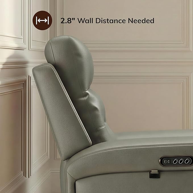 COLAMY Aura Triple Motors Power Recliner Chairs with USB and Type C Port, Home Theater Chair with LED Lights, Electric Wall Hugger Recliner for Living Room, Grey