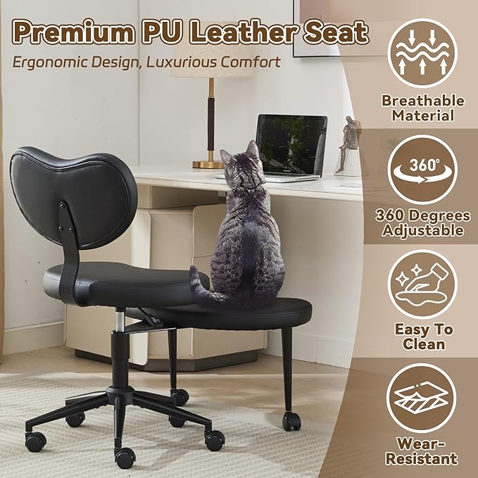 NFMOD Ergonomic Cross Legged Office Chair with Wheels, 360° Swivel Meditation Chair, Height Adjustable Kneeling Chair, Wide Seat and Backrest for ADHD Criss Cross Sitting Fidgeting and Yoga