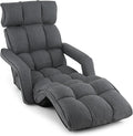 RELAX4LIFE Floor Chair Sofa Bed - Folding Lazy Sofa w/6-Position Adjustable Backrest, Armrests & 8-Level Footrest for Living Room Bedroom, Gaming Floor Chairs for Adults, Foldable Chaise Lounge Indoor