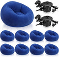 Realspring 9 Pcs Inflatable Bean Bag Chairs for Adults with Electric Air Pump, Blow up Couch Folding Portable Inflatable Couch Lazy Sofa for Outdoor Movie Nights Camping Room (Dark Blue)
