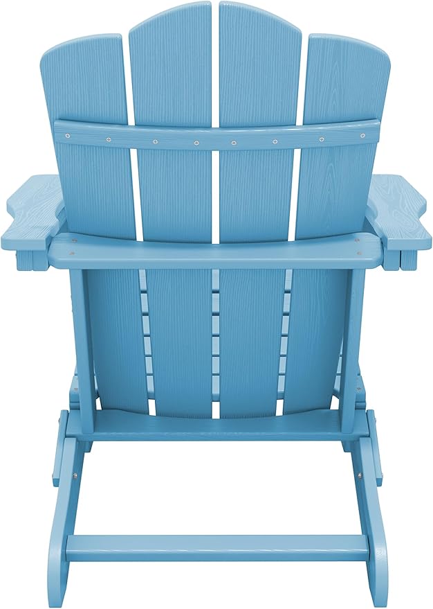 KINGYES Folding Adirondack Chair Set of 6, HDPE All-Weather Folding Adirondack Chair, Light Blue
