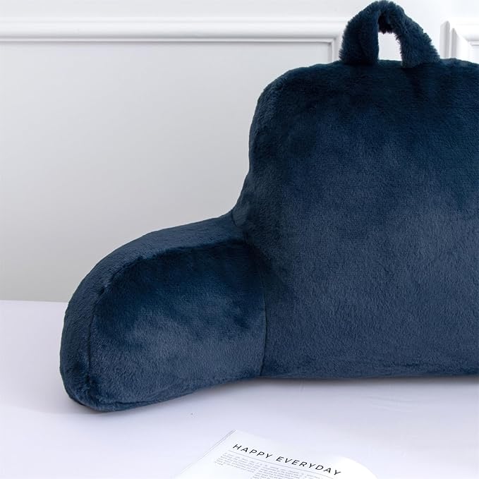 Aimuan Reading Pillow Bed Rest Wedge Large Adult Backrest Pillow with Arms Back Support for Sitting Up in Bed Cushion Incline Rest Sleeping Snoring Pillow, Dark Blue Large
