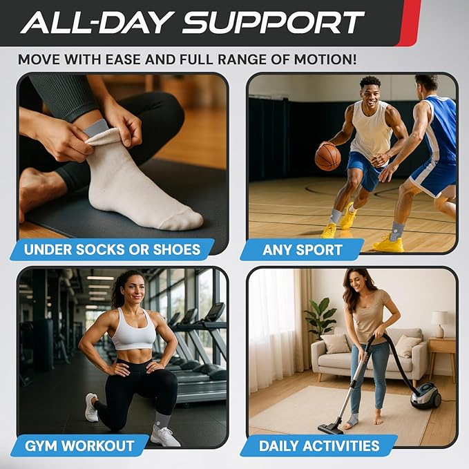 Sleeve Stars Ankle Brace for Women & Men, Ankle Wrap for Sprained Ankle, Compression Sleeve for Plantar Fasciitis Relief, Easy Customizable Support: w/Removable Strap (Single/L:12"-13"/Gray)