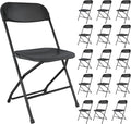 16 Pack Black Folding Chairs, Portable Party Chairs, Plastic Folding Chair,Stackable Commercial Seats with Steel Frame for Office Wedding Party Patio Dinning Events, 350lbs Capacity