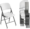 Elevon Folding Chairs Heavy Duty Plastic Chairs with 350-Pound Capacity for Home Office Camping Kitchen Dining Wedding Party Event Picnic, White, 4-Pack