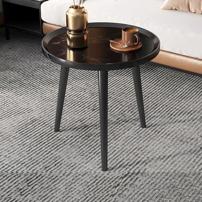 CraftThink Coffee Table, Modern Small Coffee Table with 3 Legs, Wooden Cocktail Table Farmhouse Retro Accent Center Table Side End Table for Living Room Easy Assembly, Black 19" H x 16" L x 16" W