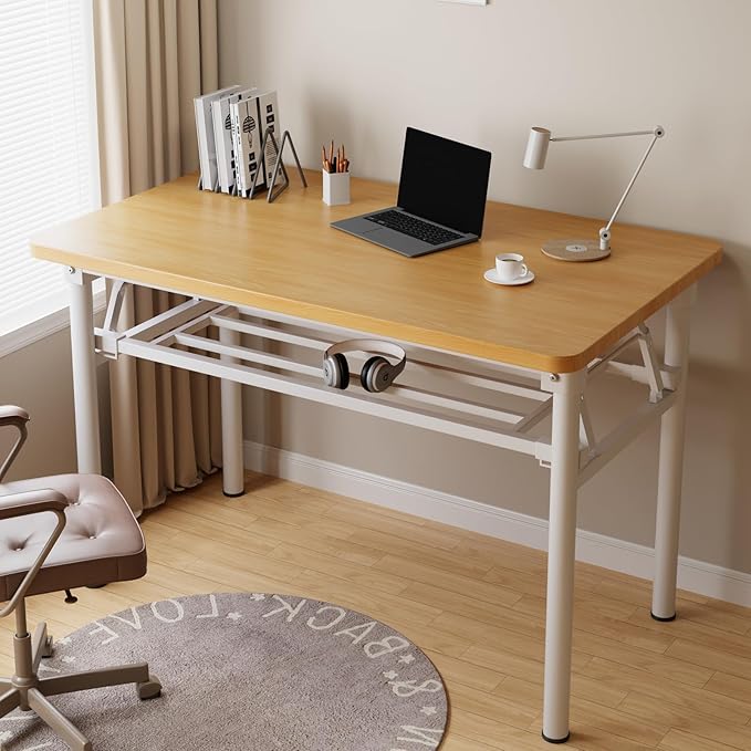 Mrsanmu Small Folding Desk No Assembly,31.5 Inch Folding Computer Desk Small Foldable Table for Home Office.