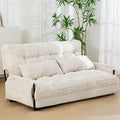 MAXYOYO Adjustable Floor Sofa Couch with 2 Pillows, Multi-Functional Bean Bag Bed, 5-Position Foldable Lazy Sofa Sleeper Bed with Armrest Versatile Floor Seating for Reading Gaming, Beige, Double