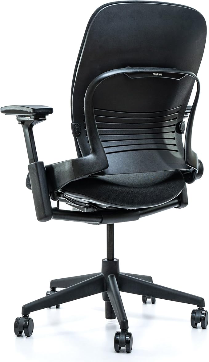 Steelcase Leap V2 Office Chair - Remanufactured by Crandall Office - Ergonomic, Fully Adjustable, 12-Year Warranty, Black Fabric - Premium Work & Home Office Seating