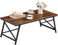 CHOEZON 41.3" Folding Coffee Table with Safety Buckles, Low Coffee Table, Portable Floor Table, for Sitting on The Floor, for Living Room, Bedroom, Balcony, Caravan, Rustic Brown and Black TKF01BF