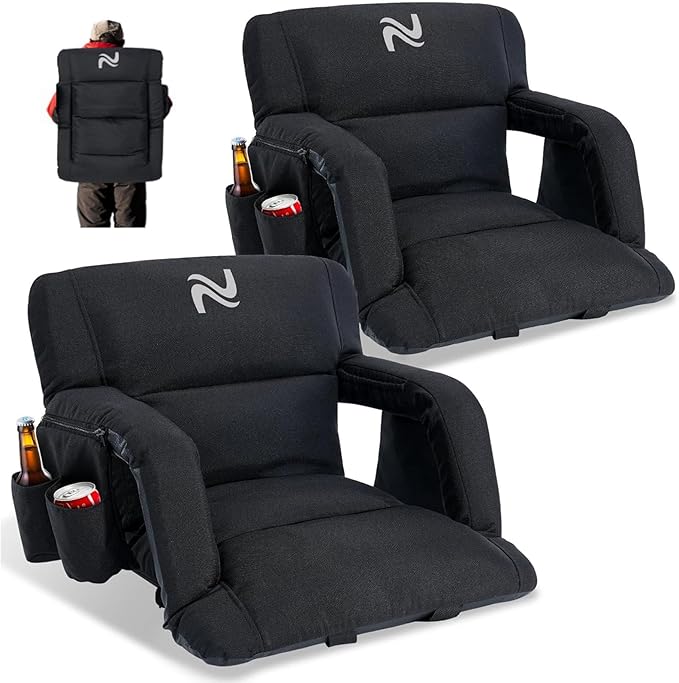 LILYPELLE Wide Stadium Seats with Back Support, Thick Bleacher Chairs with Comfy Cushion, 6 Reclining Positions Stadium Chair Bleacher Chairs with Armrests, Ultimate Comfort for Sports Events