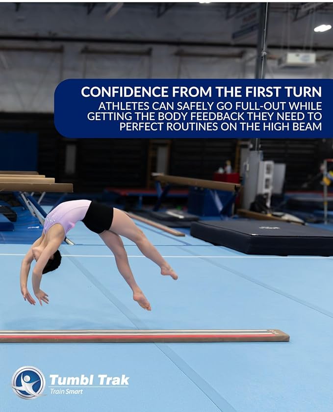 Tumbl Trak 8 Ft Laser Balance Beam with Solid Wood Core Gymnastics Low Balance Training Beam